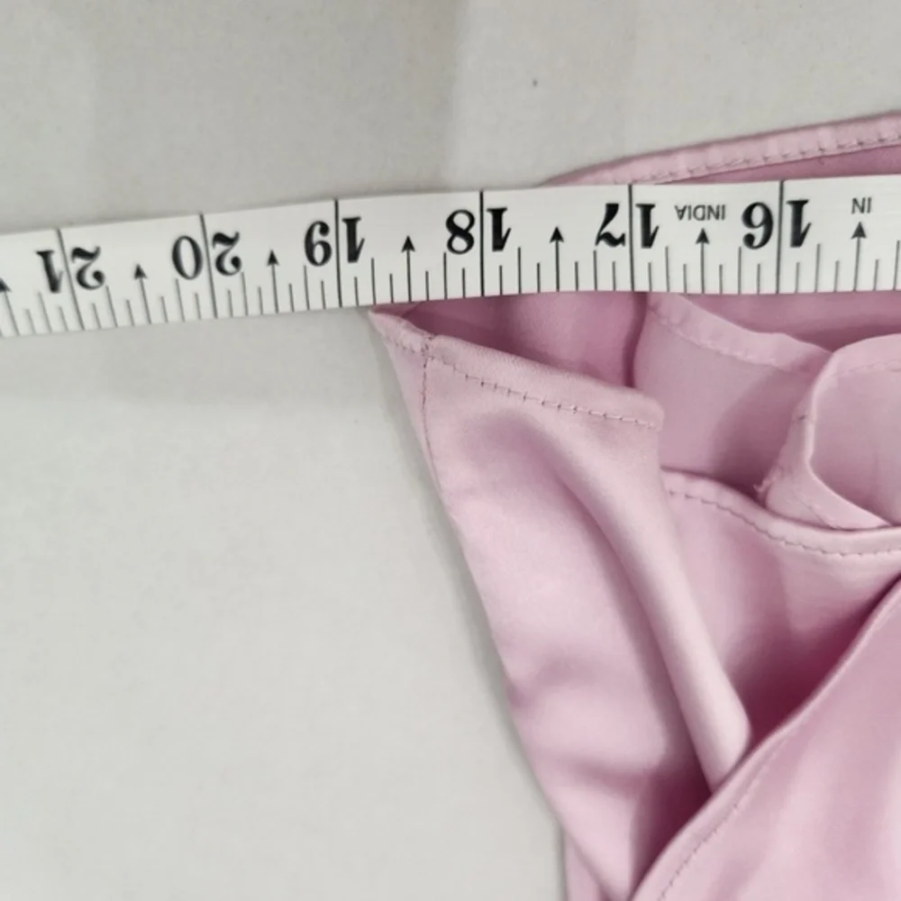 Zara Dress Womens Size Small Light Pink‎ Shirt Satin Collared Wrap Elegant Dress - Picture 7 of 14